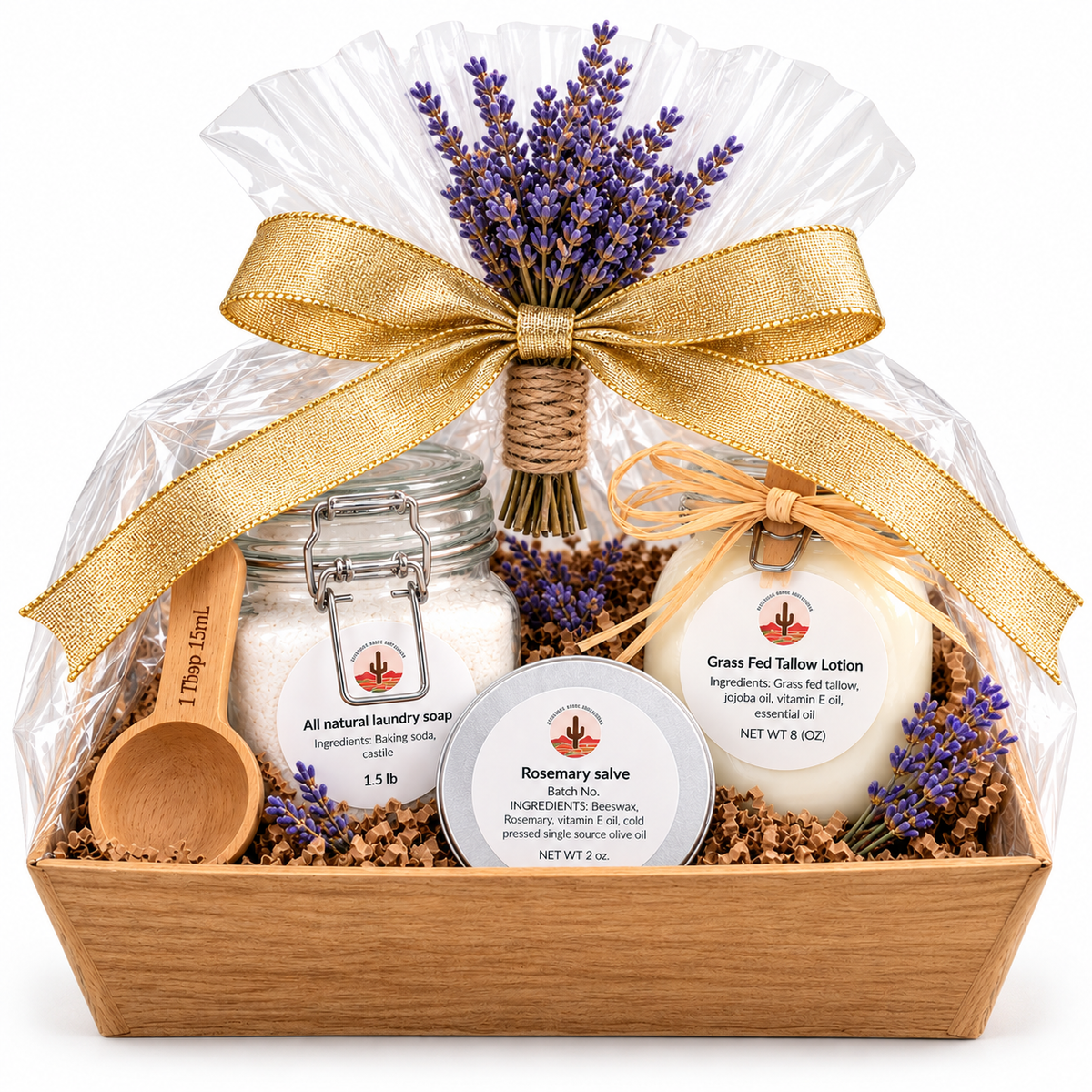 Includes:

1.5 pounds All-Natural Laundry Soap + scoop
8-ounce Unscented Grass-Fed Tallow Body Butter
2-ounce Rosemary Salve